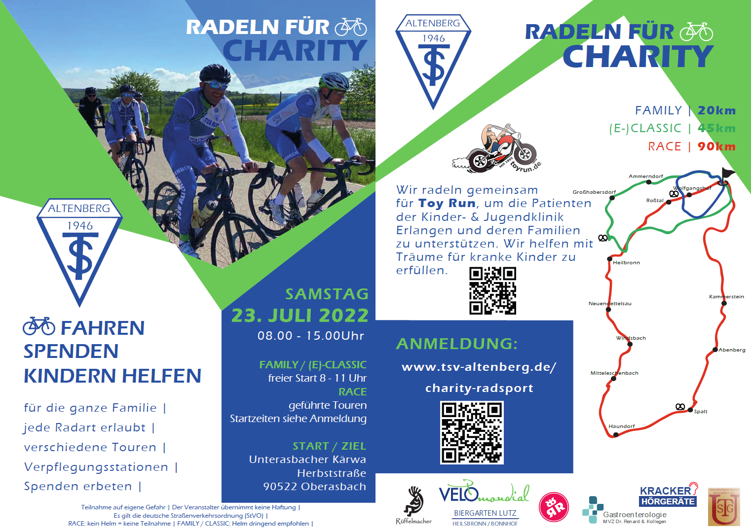 Flyer TSV Altenberg Radeln für Charity 2022
